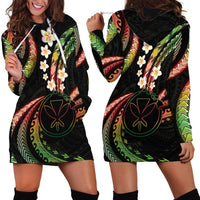 Hawaii Map Kanaka Maoli Hoodie Dress Fantastic Frangipani Reggae LT01 - Polynesian Pride