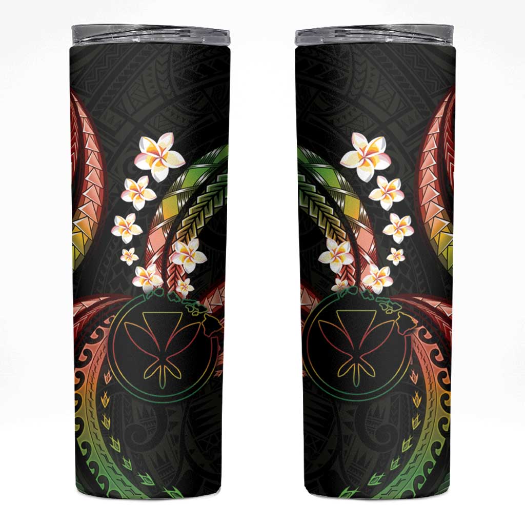 Hawaii Map Kanaka Maoli Skinny Tumbler Fantastic Frangipani Reggae LT01 Reggae - Polynesian Pride