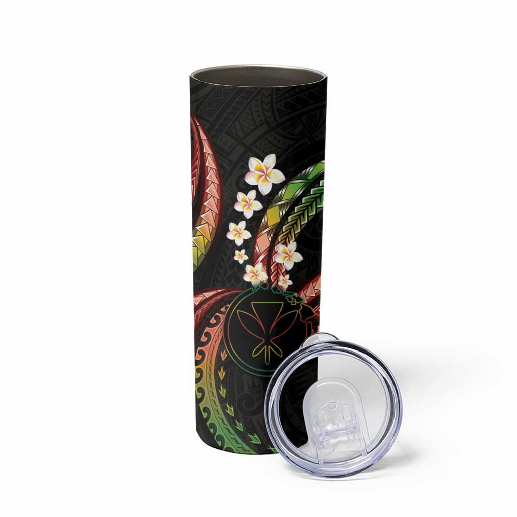 Hawaii Map Kanaka Maoli Skinny Tumbler Fantastic Frangipani Reggae LT01 - Polynesian Pride