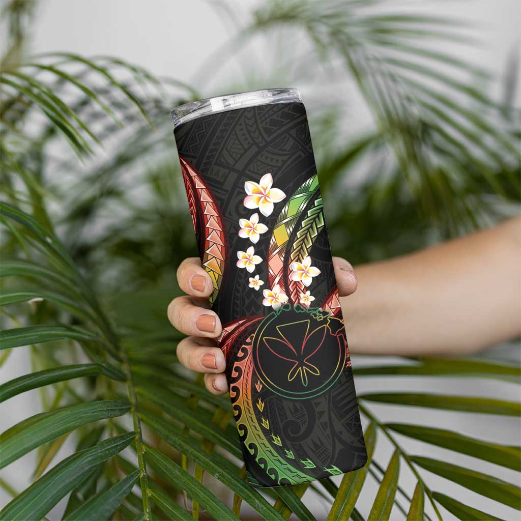 Hawaii Map Kanaka Maoli Skinny Tumbler Fantastic Frangipani Reggae LT01 - Polynesian Pride