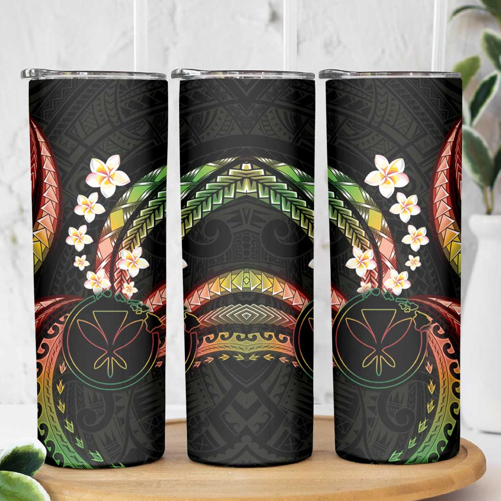 Hawaii Map Kanaka Maoli Skinny Tumbler Fantastic Frangipani Reggae LT01 - Polynesian Pride
