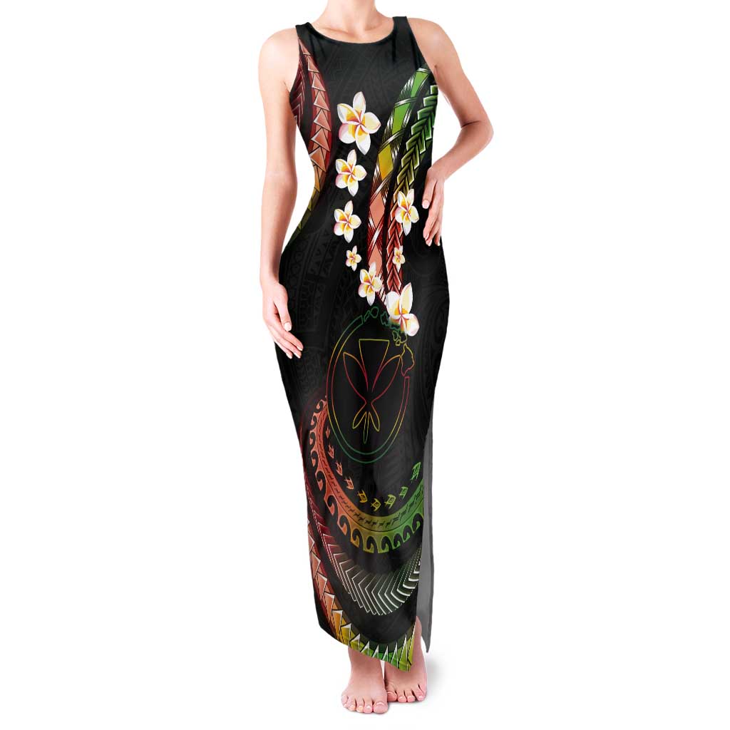 Hawaii Map Kanaka Maoli Tank Maxi Dress Fantastic Frangipani Reggae