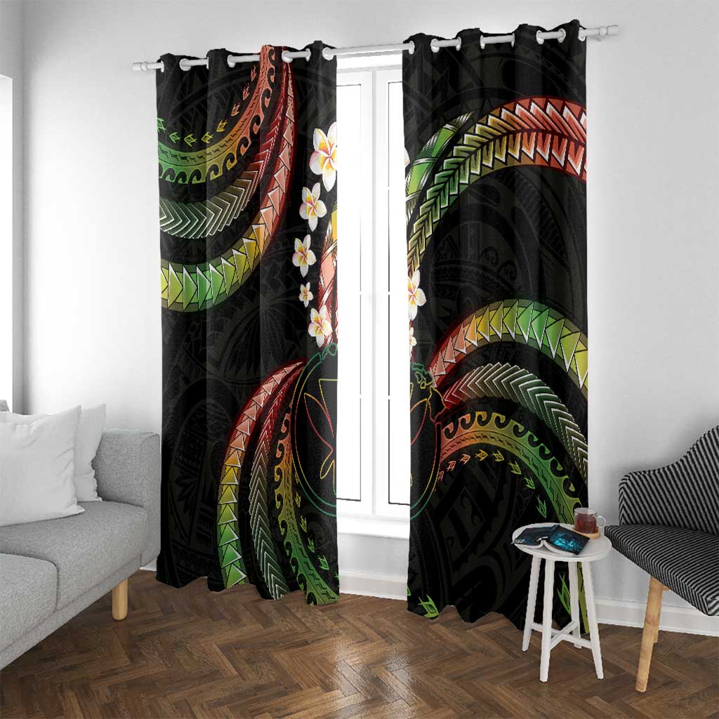 Hawaii Map Kanaka Maoli Window Curtain Fantastic Frangipani Reggae