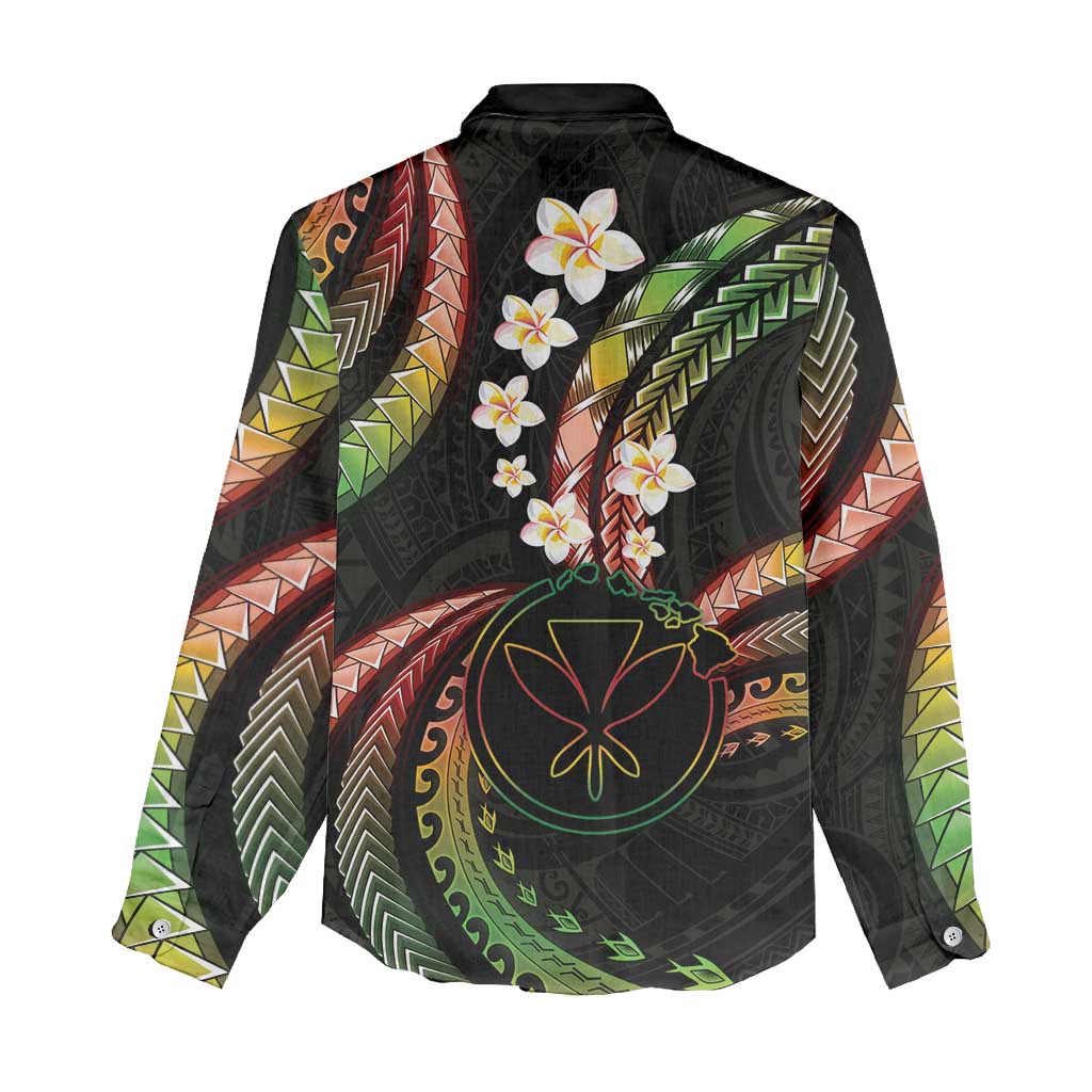 Hawaii Map Kanaka Maoli Women Casual Shirt Fantastic Frangipani Reggae LT01 - Polynesian Pride