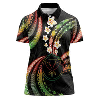 Hawaii Map Kanaka Maoli Women Polo Shirt Fantastic Frangipani Reggae LT01 Female Reggae - Polynesian Pride