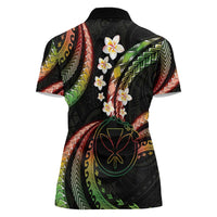 Hawaii Map Kanaka Maoli Women Polo Shirt Fantastic Frangipani Reggae LT01 - Polynesian Pride