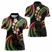Hawaii Map Kanaka Maoli Women Polo Shirt Fantastic Frangipani Reggae LT01 - Polynesian Pride