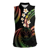 Hawaii Map Kanaka Maoli Women Sleeveless Polo Shirt Fantastic Frangipani Reggae LT01 Female Reggae - Polynesian Pride