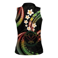 Hawaii Map Kanaka Maoli Women Sleeveless Polo Shirt Fantastic Frangipani Reggae LT01 - Polynesian Pride