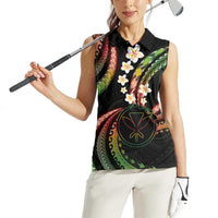 Hawaii Map Kanaka Maoli Women Sleeveless Polo Shirt Fantastic Frangipani Reggae LT01 - Polynesian Pride