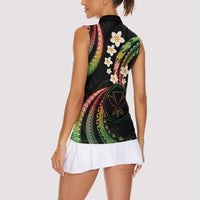 Hawaii Map Kanaka Maoli Women Sleeveless Polo Shirt Fantastic Frangipani Reggae LT01 - Polynesian Pride