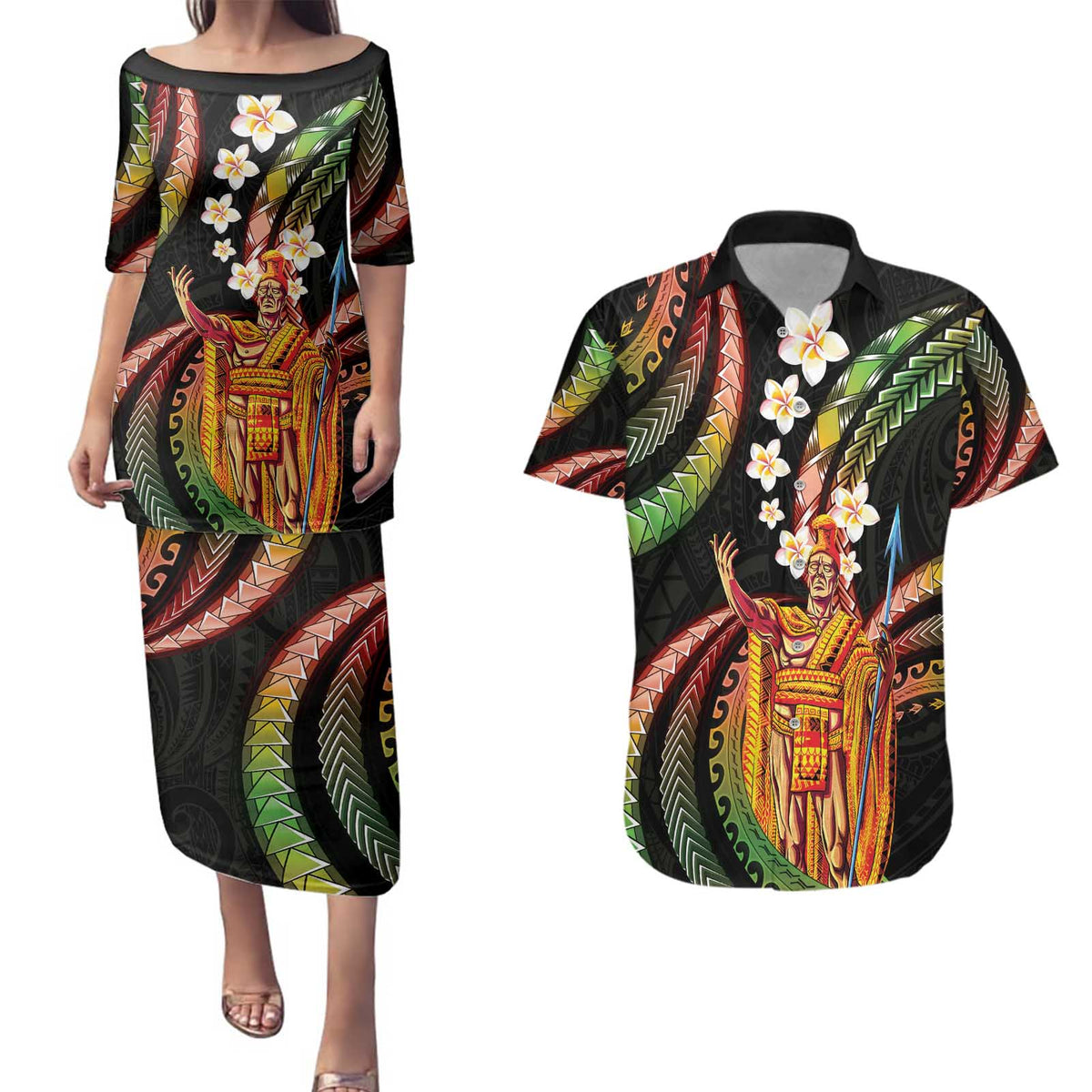 Hawaii King Kamehameha Couples Matching Puletasi and Hawaiian Shirt Fantastic Plumeria Reggae LT01 Reggae - Polynesian Pride