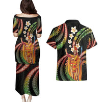 Hawaii King Kamehameha Couples Matching Puletasi and Hawaiian Shirt Fantastic Plumeria Reggae LT01 - Polynesian Pride