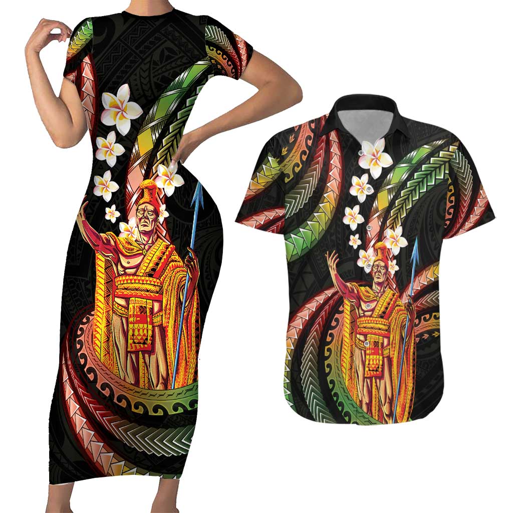 Hawaii King Kamehameha Couples Matching Short Sleeve Bodycon Dress and Hawaiian Shirt Fantastic Plumeria Reggae LT01 Reggae - Polynesian Pride