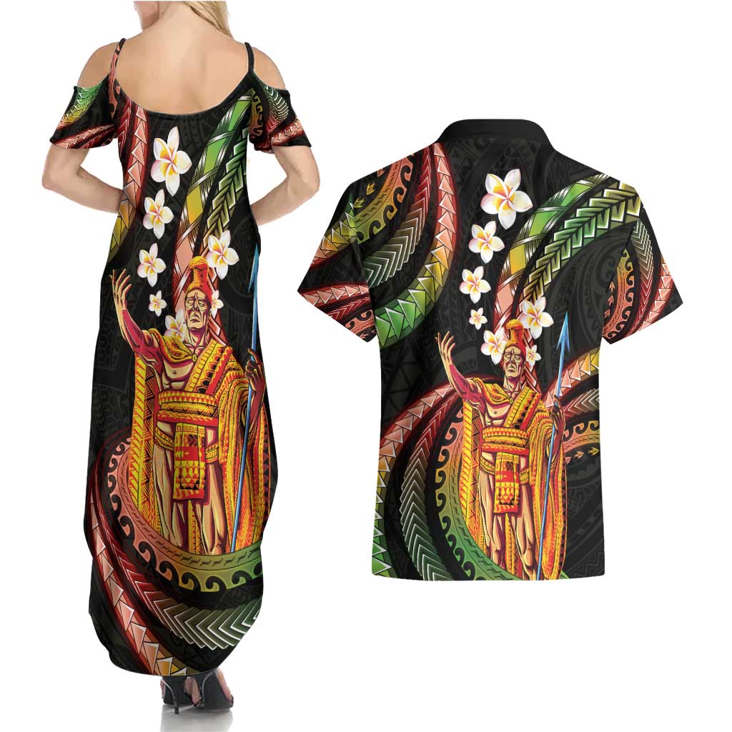 Hawaii King Kamehameha Couples Matching Summer Maxi Dress and Hawaiian Shirt Fantastic Plumeria Reggae LT01 - Polynesian Pride