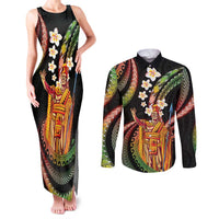 Hawaii King Kamehameha Couples Matching Tank Maxi Dress and Long Sleeve Button Shirt Fantastic Plumeria Reggae LT01 Reggae - Polynesian Pride