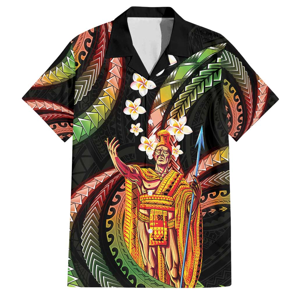 Hawaii King Kamehameha Family Matching Long Sleeve Bodycon Dress and Hawaiian Shirt Fantastic Plumeria Reggae LT01 Dad's Shirt - Short Sleeve Reggae - Polynesian Pride