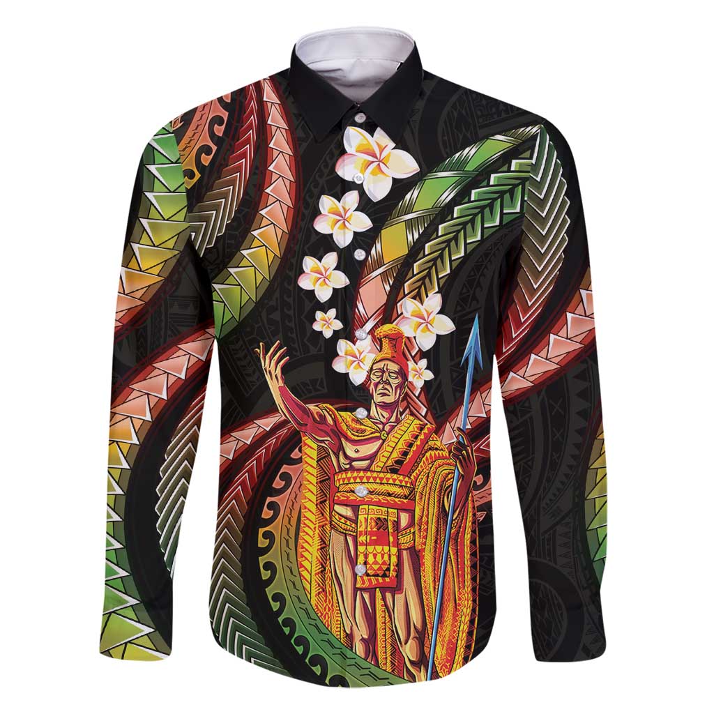 Hawaii King Kamehameha Family Matching Mermaid Dress and Hawaiian Shirt Fantastic Plumeria Reggae LT01 Dad's Shirt - Long Sleeve Reggae - Polynesian Pride