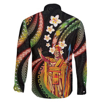Hawaii King Kamehameha Family Matching Off The Shoulder Long Sleeve Dress and Hawaiian Shirt Fantastic Plumeria Reggae LT01 - Polynesian Pride