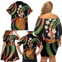 Hawaii King Kamehameha Family Matching Off Shoulder Short Dress and Hawaiian Shirt Fantastic Plumeria Reggae LT01 - Polynesian Pride
