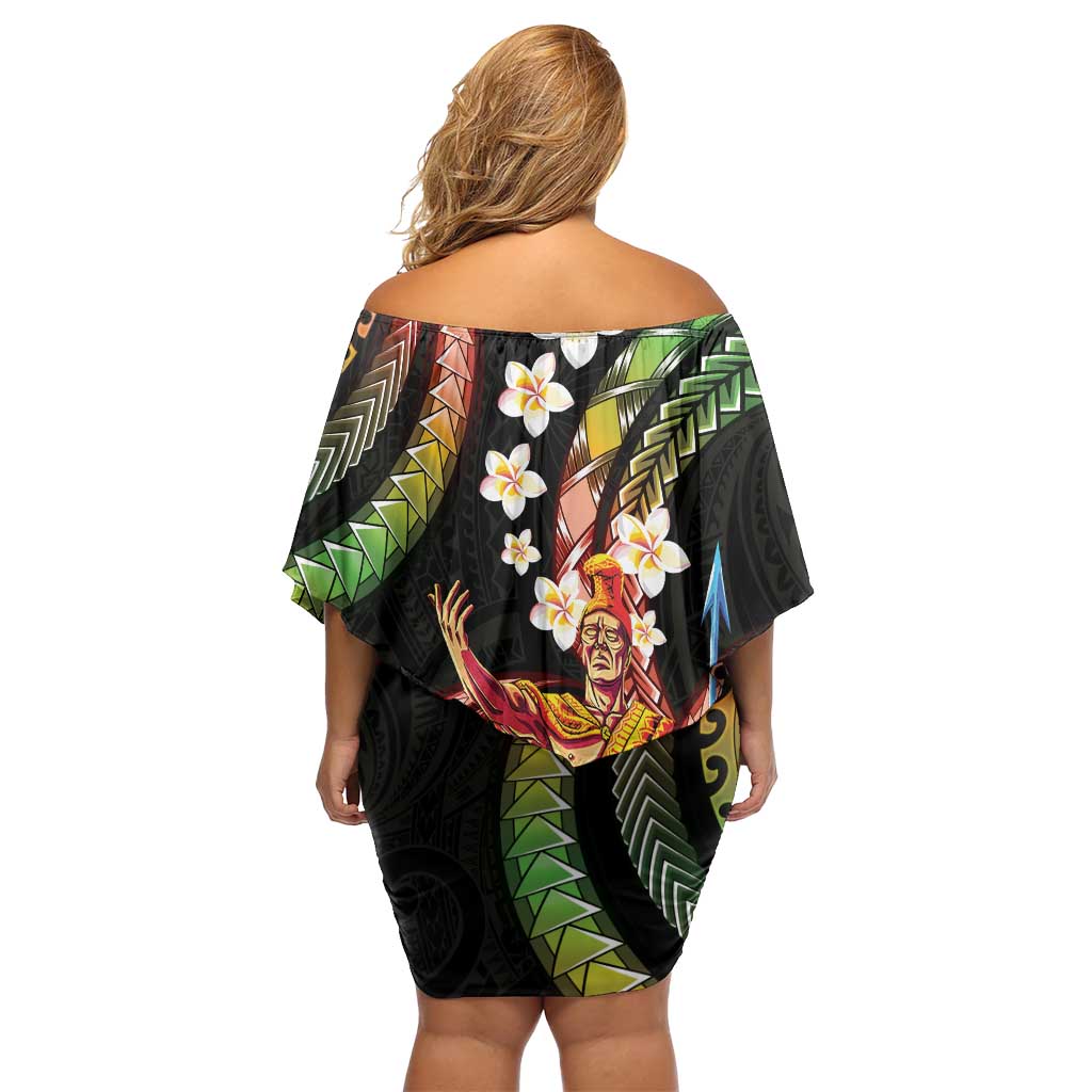 Hawaii King Kamehameha Family Matching Off Shoulder Short Dress and Hawaiian Shirt Fantastic Plumeria Reggae LT01 - Polynesian Pride