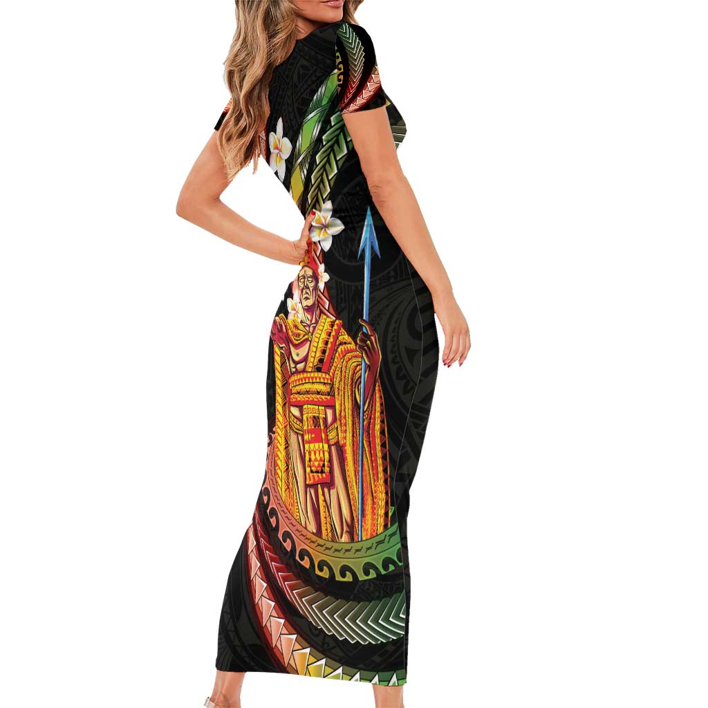 Hawaii King Kamehameha Family Matching Short Sleeve Bodycon Dress and Hawaiian Shirt Fantastic Plumeria Reggae LT01 - Polynesian Pride