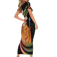 Hawaii King Kamehameha Family Matching Short Sleeve Bodycon Dress and Hawaiian Shirt Fantastic Plumeria Reggae LT01 - Polynesian Pride