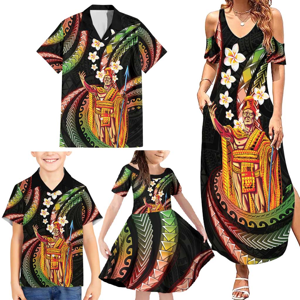 Hawaii King Kamehameha Family Matching Summer Maxi Dress and Hawaiian Shirt Fantastic Plumeria Reggae LT01 - Polynesian Pride