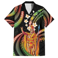 Hawaii King Kamehameha Family Matching Summer Maxi Dress and Hawaiian Shirt Fantastic Plumeria Reggae LT01 Dad's Shirt - Short Sleeve Reggae - Polynesian Pride