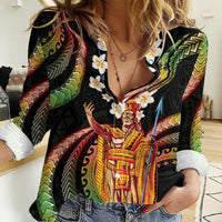 Hawaii King Kamehameha Women Casual Shirt Fantastic Plumeria Reggae LT01 Female Reggae - Polynesian Pride