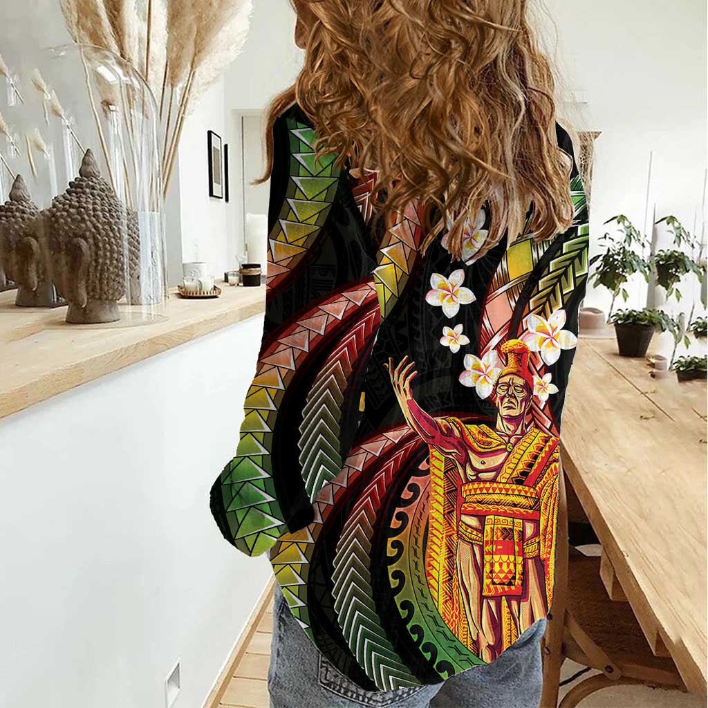 Hawaii King Kamehameha Women Casual Shirt Fantastic Plumeria Reggae LT01 - Polynesian Pride