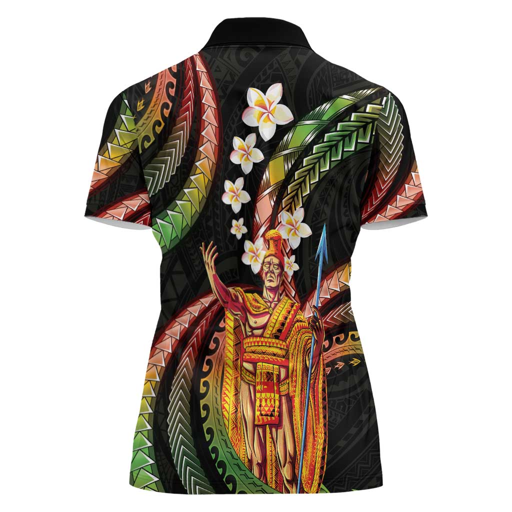 Hawaii King Kamehameha Women Polo Shirt Fantastic Plumeria Reggae LT01 - Polynesian Pride