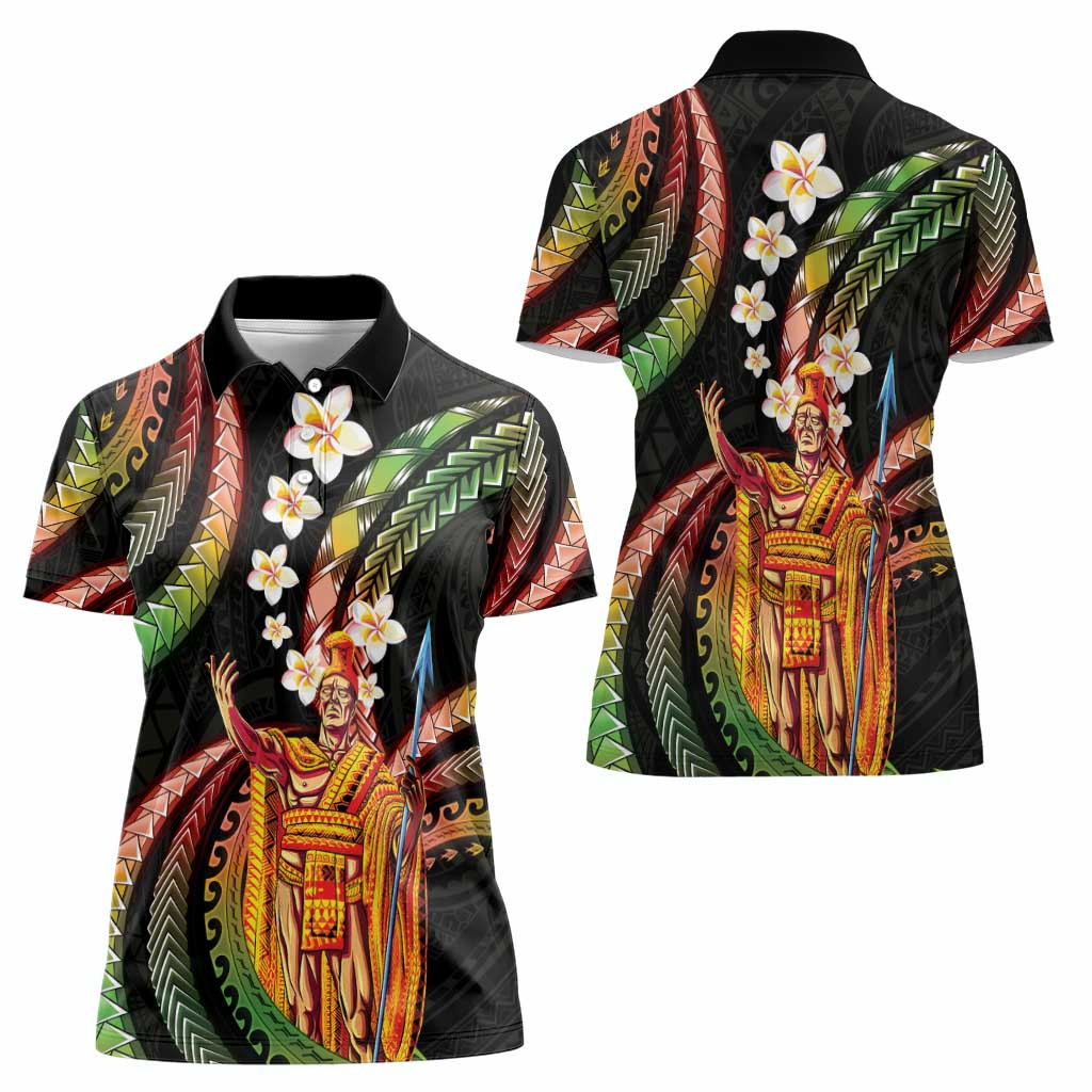 Hawaii King Kamehameha Women Polo Shirt Fantastic Plumeria Reggae LT01 - Polynesian Pride