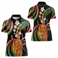 Hawaii King Kamehameha Women Polo Shirt Fantastic Plumeria Reggae LT01 - Polynesian Pride