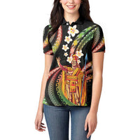 Hawaii King Kamehameha Women Polo Shirt Fantastic Plumeria Reggae LT01 - Polynesian Pride