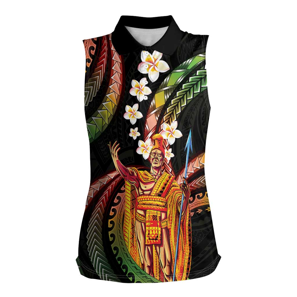 Hawaii King Kamehameha Women Sleeveless Polo Shirt Fantastic Plumeria Reggae LT01 Female Reggae - Polynesian Pride