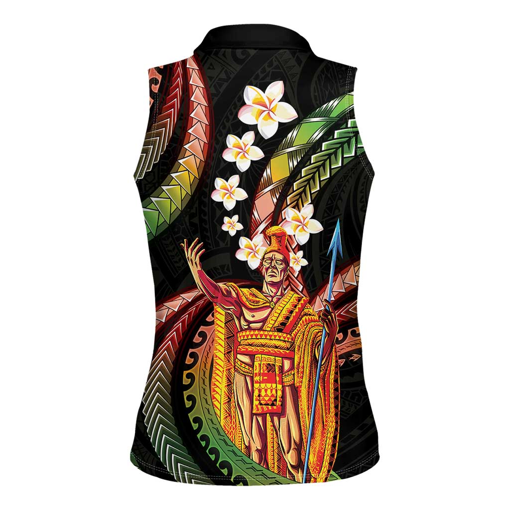 Hawaii King Kamehameha Women Sleeveless Polo Shirt Fantastic Plumeria Reggae LT01 - Polynesian Pride