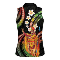 Hawaii King Kamehameha Women Sleeveless Polo Shirt Fantastic Plumeria Reggae LT01 - Polynesian Pride