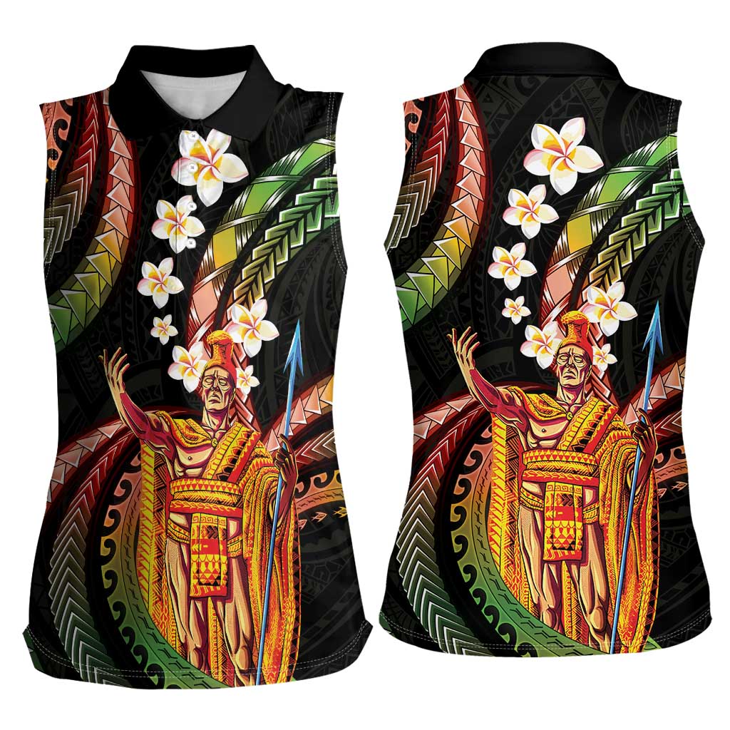 Hawaii King Kamehameha Women Sleeveless Polo Shirt Fantastic Plumeria Reggae LT01 - Polynesian Pride