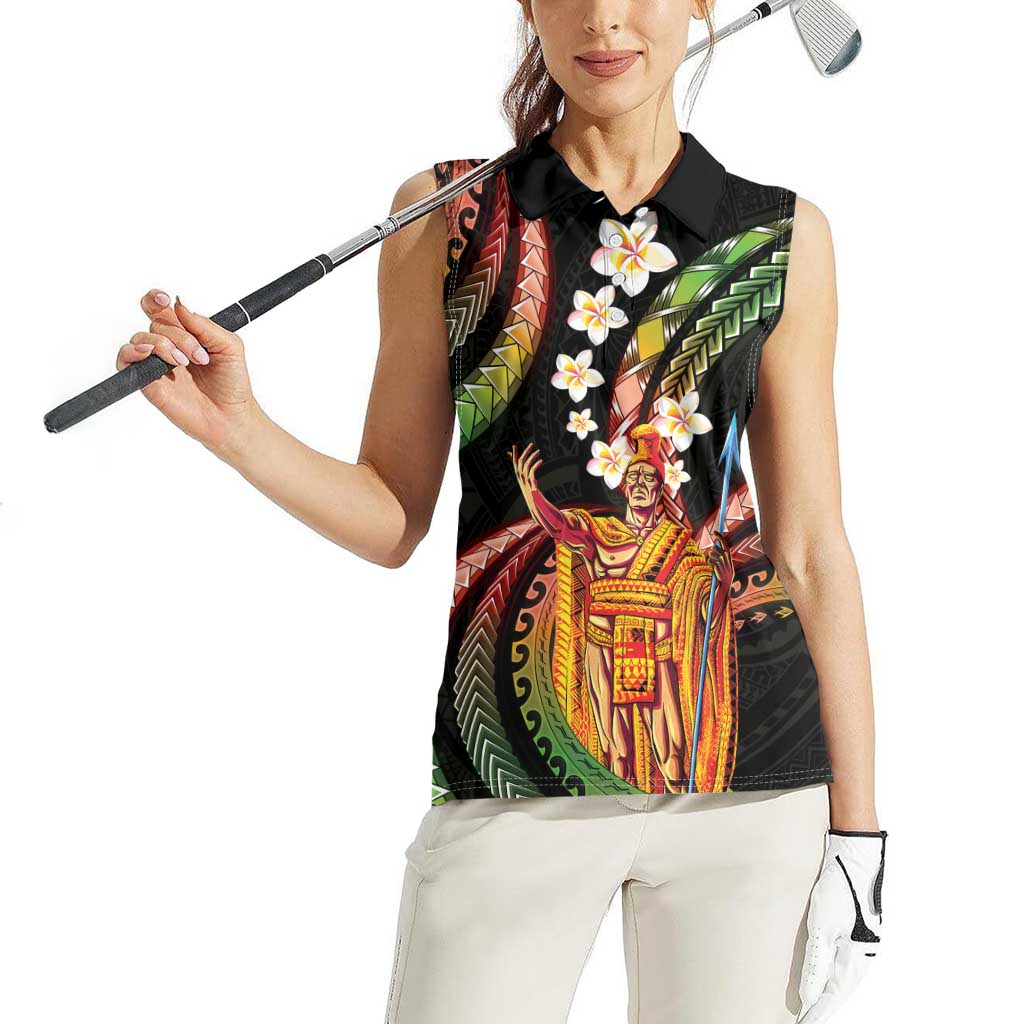 Hawaii King Kamehameha Women Sleeveless Polo Shirt Fantastic Plumeria Reggae LT01 - Polynesian Pride