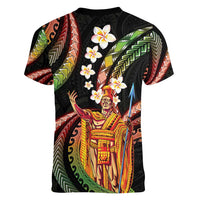 Hawaii King Kamehameha Women V-Neck T-Shirt Fantastic Plumeria Reggae LT01 - Polynesian Pride
