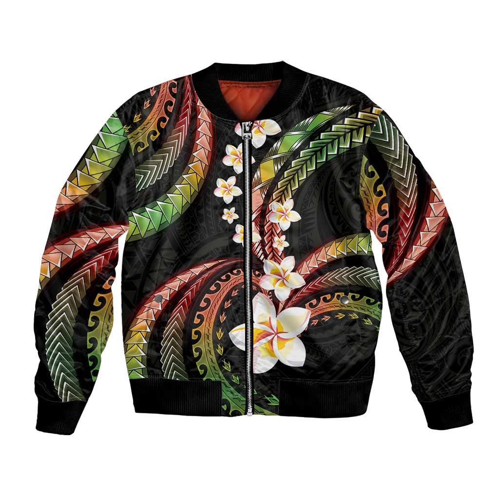 Hawaii Plumeria Reggae Bomber Jacket Polynesian Pattern LT01 Unisex Reggae - Polynesian Pride