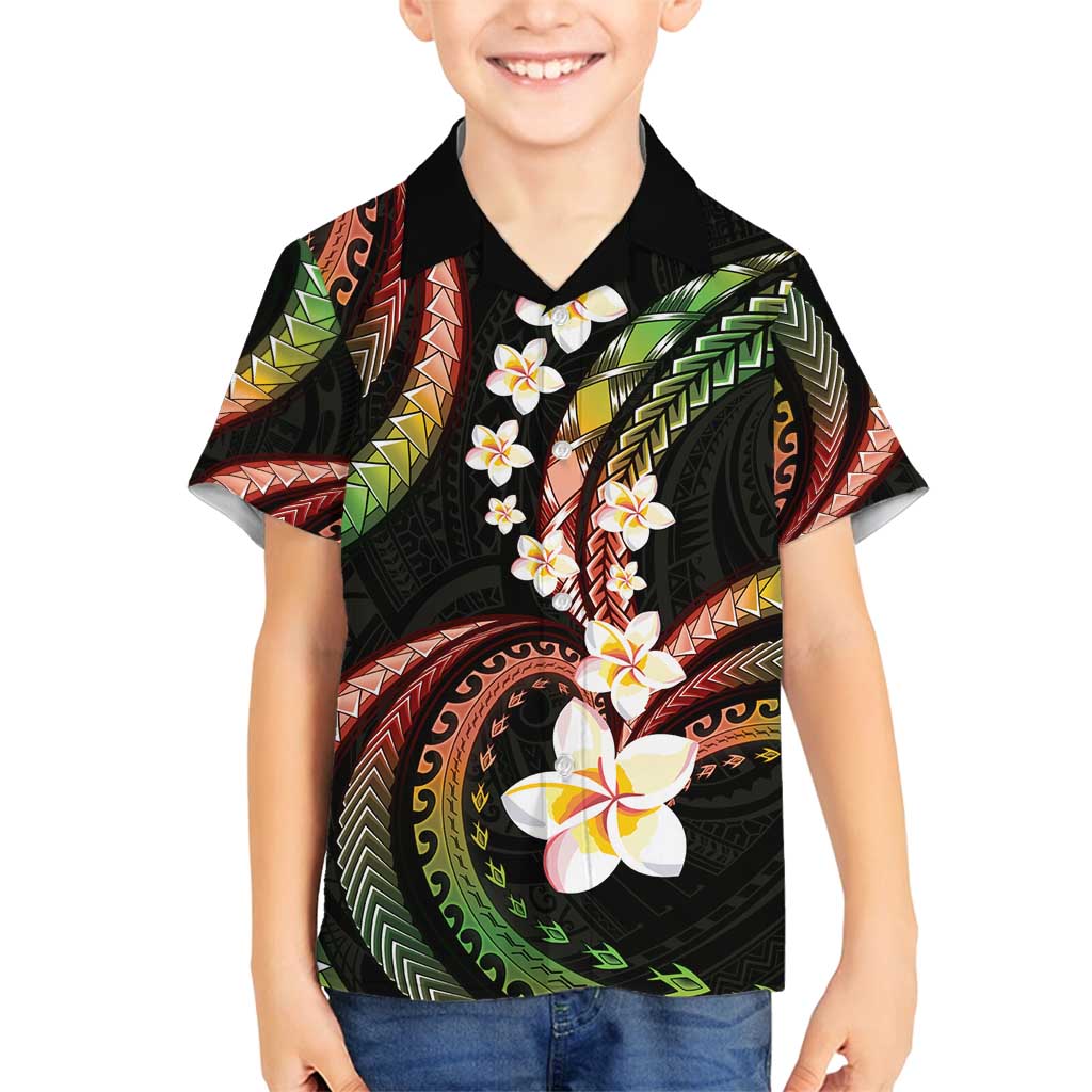 Hawaii Plumeria Reggae Family Matching Long Sleeve Bodycon Dress and Hawaiian Shirt Polynesian Pattern