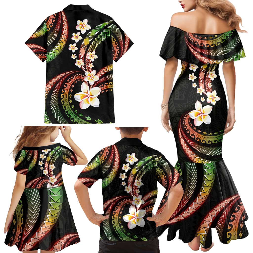 Hawaii Plumeria Reggae Family Matching Mermaid Dress and Hawaiian Shirt Polynesian Pattern LT01 - Polynesian Pride
