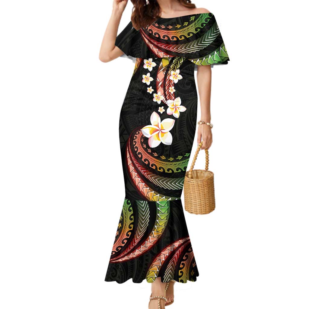 Hawaii Plumeria Reggae Family Matching Mermaid Dress and Hawaiian Shirt Polynesian Pattern LT01 Mom's Dress Reggae - Polynesian Pride