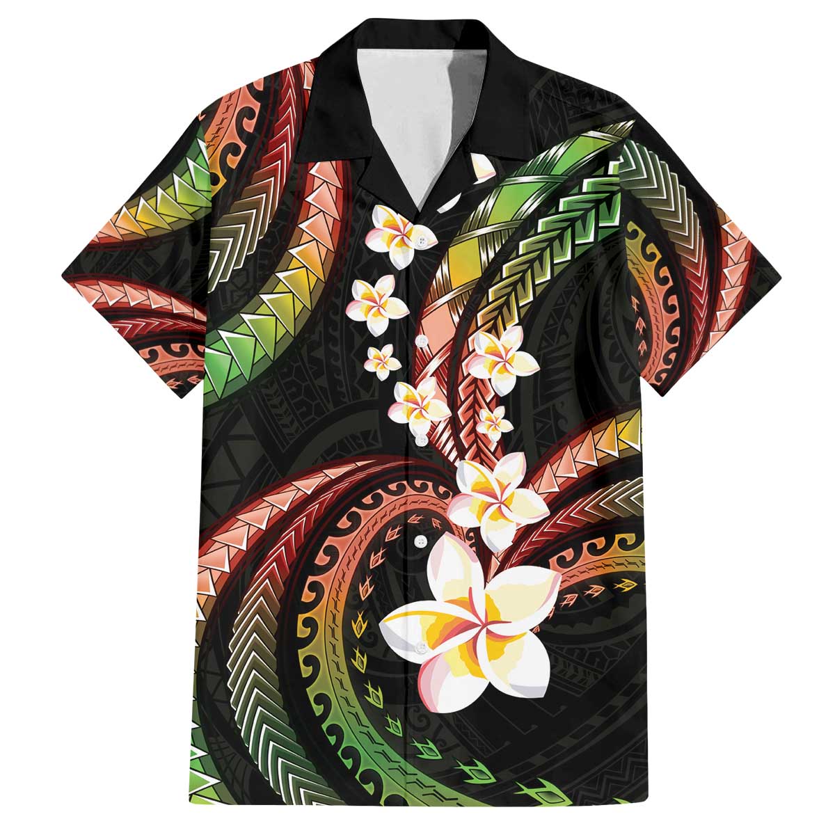 Hawaii Plumeria Reggae Family Matching Off The Shoulder Long Sleeve Dress and Hawaiian Shirt Polynesian Pattern