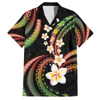 Hawaii Plumeria Reggae Family Matching Off The Shoulder Long Sleeve Dress and Hawaiian Shirt Polynesian Pattern