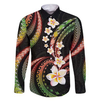 Hawaii Plumeria Reggae Family Matching Off Shoulder Maxi Dress and Hawaiian Shirt Polynesian Pattern