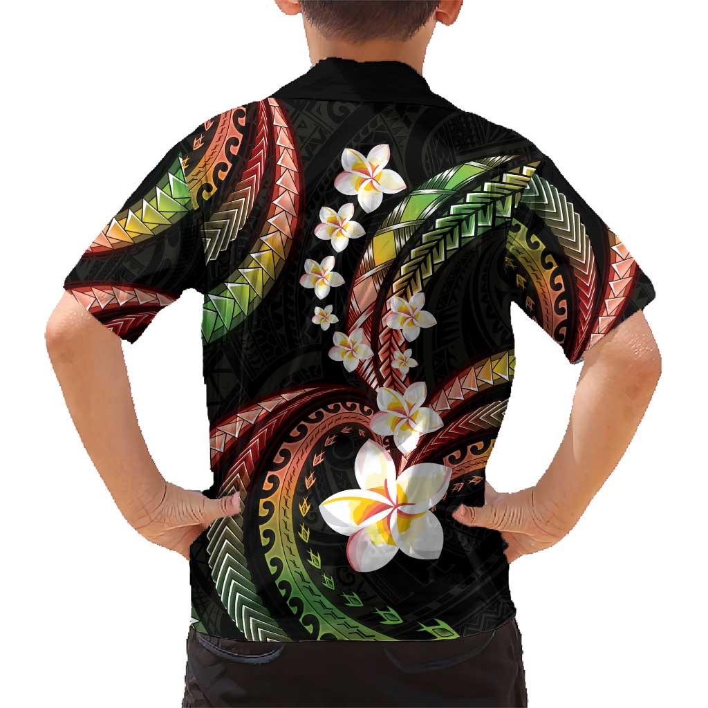 Hawaii Plumeria Reggae Family Matching Short Sleeve Bodycon Dress and Hawaiian Shirt Polynesian Pattern