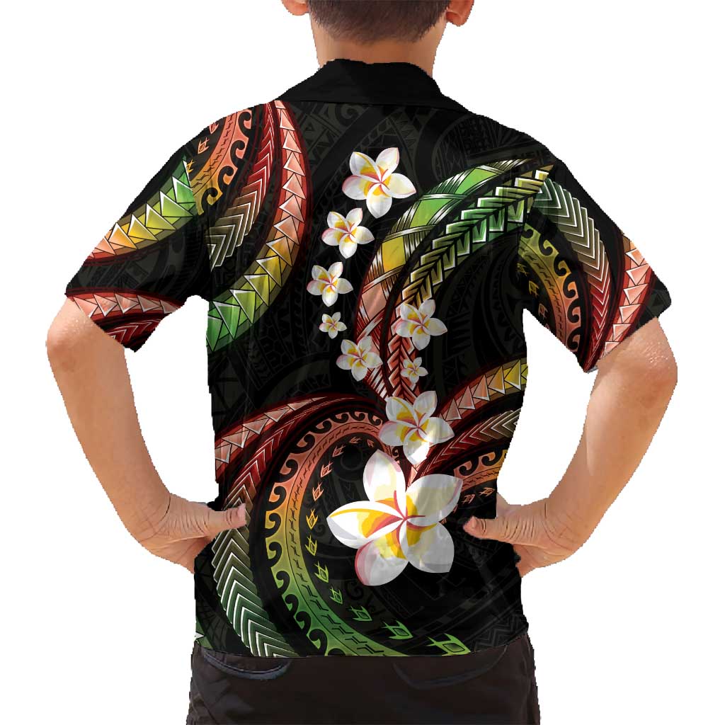 Hawaii Plumeria Reggae Family Matching Tank Maxi Dress and Hawaiian Shirt Polynesian Pattern